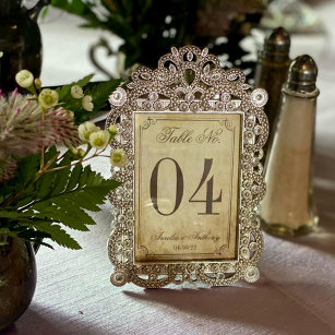 Elegant Vintage Wedding 4 x 6 inch Tabelnummers Foto Afdruk
