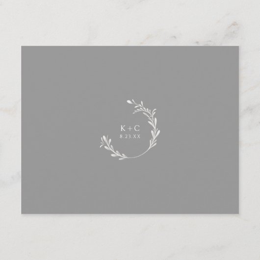 Elegant Vintage Wedding Details Kaart Grijs (Achterkant)