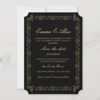 Elegant Vintage Wedding Invitation Kaart