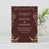 Elegant Vintage Wedding Invitation Kaart (Staand voorkant)