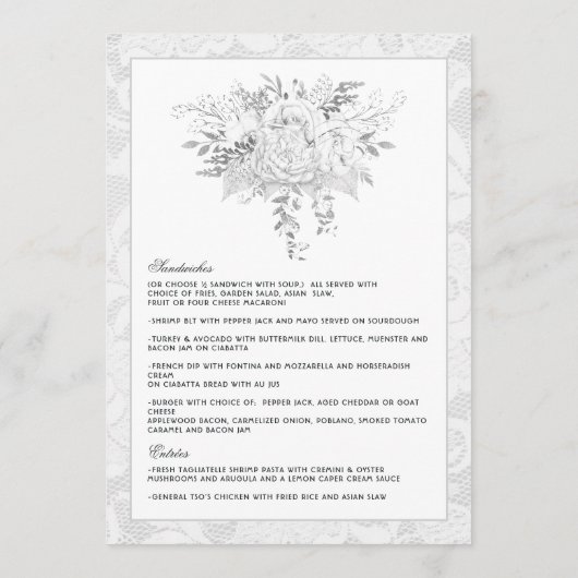 Elegant Vintage Wedding Menu (Achterkant)