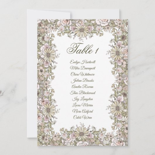 ​Elegant Vintage Wedding Seating Chard Card Kaart (Voorkant)