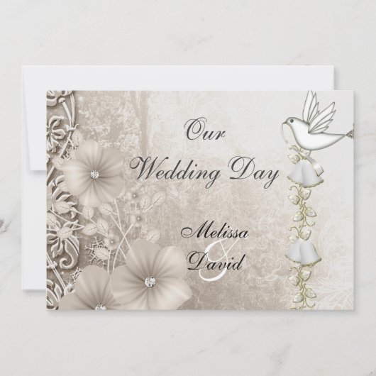 Elegant Vintage Wedding Sepia White Dove Kaart (Voorkant)