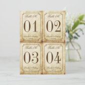 Elegant Vintage Wedding Table Numbers x 4 Kaart (Staand voorkant)