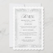 Elegant Vintage White Lace Wedding Menu Card Kaart (Voorkant)
