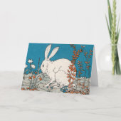 Elegant Vintage White Rabbit Easter Feestdagen Kaart (Voorkant)