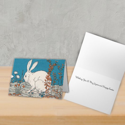 Elegant Vintage White Rabbit Easter Feestdagen Kaart