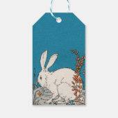 Elegant Vintage White Rabbit Flowers Cadeaulabel (Achterkant)