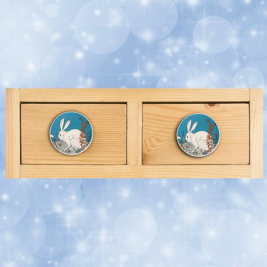 Elegant Vintage White Rabbit Flowers Keramische Knop