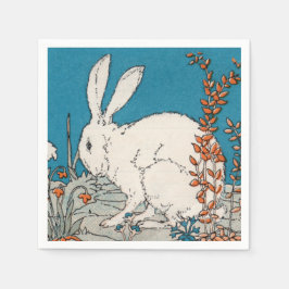 Elegant Vintage White Rabbit Flowers Servetten