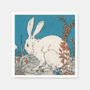 Elegant Vintage White Rabbit Flowers Servetten