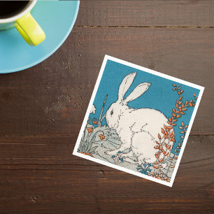 Elegant Vintage White Rabbit Flowers Servetten