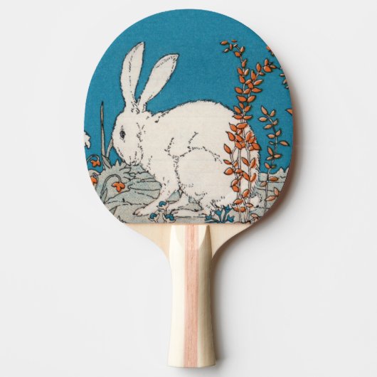Elegant Vintage White Rabbit Flowers Tafeltennisbatje (Voorkant)