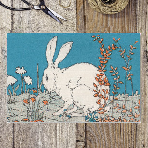 Elegant Vintage White Rabbit Flowers Tissuepapier