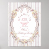 Elegant Vintage Wildflower Bow Birthday Welcome Poster (Voorkant)