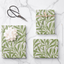 Elegant Vintage William Morris Green Willow Leaves