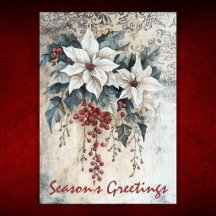 Elegant Vintage Witte Poinsettia Kerstmis