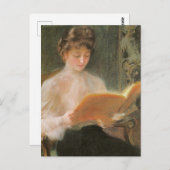 Elegant Vintage Woman Reading Teodor Axentowicz Briefkaart (Voorkant / Achterkant)