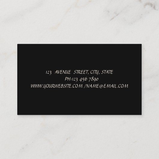 Elegant Vintage, zwart, kant Visitekaartje (Achterkant)