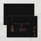 ELEGANT VINTAGE ZWART ROZE VOGELKOOI Aangepaste RS RSVP Kaartje (Voorkant / Achterkant)