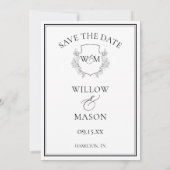 Elegant Vintagemonogram Huwelijk Save The Date (Achterkant)