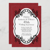 Elegant Vintagetijdperk Damast Huwelijksjubileumfe Kaart (Voorkant / Achterkant)