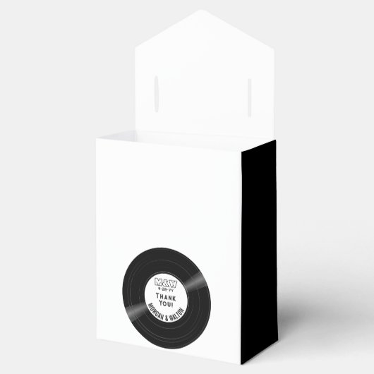Elegant Vinyl Record Zwart & Wit Bedankdoosjes (Geopend)