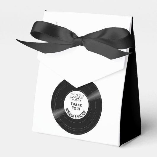 Elegant Vinyl Record Zwart & Wit Bedankdoosjes (Voorkant Zijde)