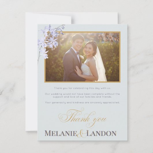 Elegant Violet and Mint Wedding Thank You Card Bedankkaart (Achterkant)