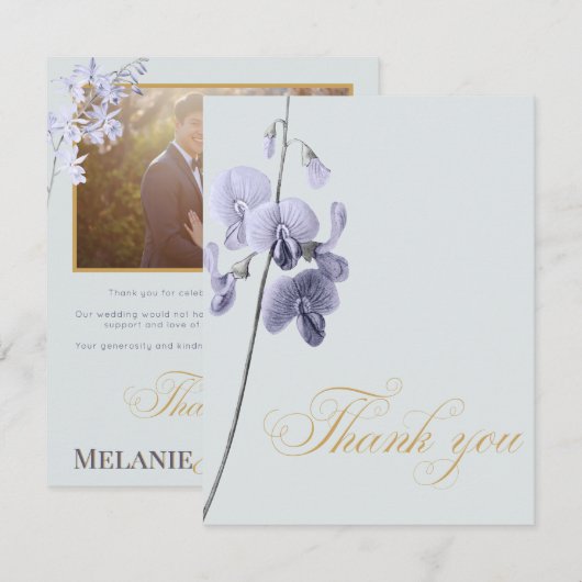 Elegant Violet and Mint Wedding Thank You Card Bedankkaart (Voorkant / Achterkant)