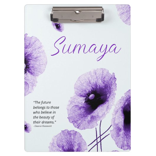 Elegant Violet Bloemen Klembord (Voorkant)
