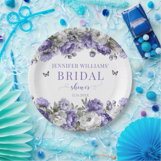 Elegant violet bloemenpapier vrijgezellenfeest bor papieren bordje