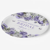 Elegant violet bloemenpapier vrijgezellenfeest bor papieren bordje (Gekanteld)