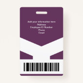 Elegant Violet Business Identification  Badge (Achterkant)
