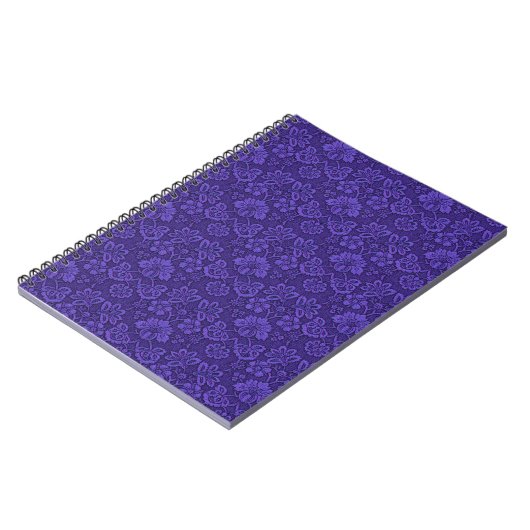 Elegant Violet Damask Patroon Notitieboek (Linkerzijde)