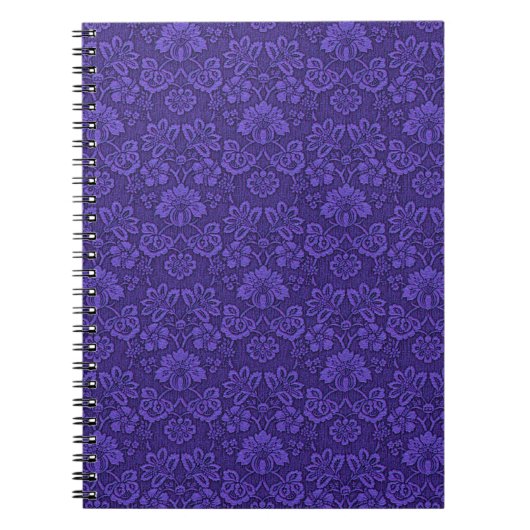 Elegant Violet Damask Patroon Notitieboek (Voorkant)