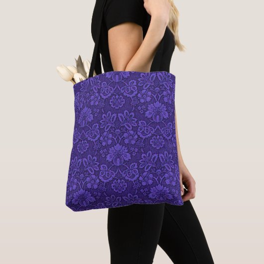 Elegant Violet  Damask Patroon Tote Bag (Dichtbij)