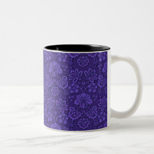 Elegant Violet Damask Patroon Tweekleurige Koffiemok