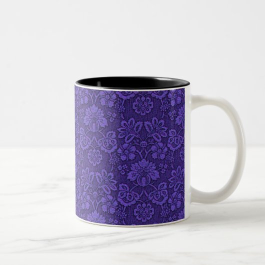Elegant Violet Damask Patroon Tweekleurige Koffiemok (Rechts)