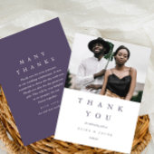 Elegant Violet Een foto bruiloft Bedankkaart