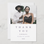 Elegant Violet Een foto bruiloft Bedankkaart (Voorkant)