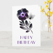 Elegant Violet en Black Floral Birthday Kaart (Gele Bloem)