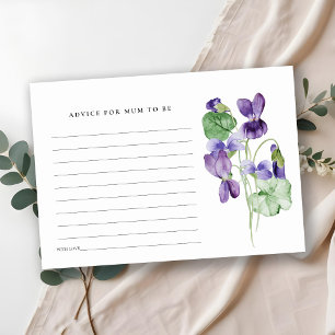 Elegant Violet Floral Advice voor Baby shower Informatiekaartje