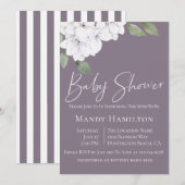 Elegant Violet Floral Baby shower Uitnodiging (Voorkant / Achterkant)