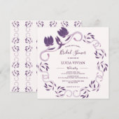 Elegant Violet Floral Bridal Shower Save The Date (Voorkant / Achterkant)