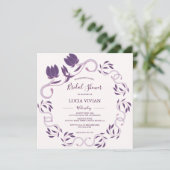 Elegant Violet Floral Bridal Shower Save The Date (Staand voorkant)