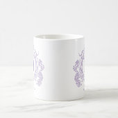 Elegant  Violet Floral Crest Monogram Koffiemok (Center)