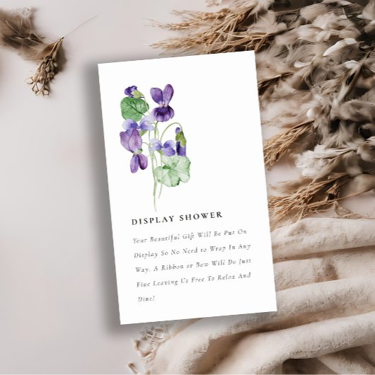 Elegant Violet Floral Display Shower Baby shower Informatiekaartje