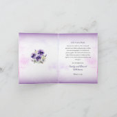 Elegant Violet Floral Wedding  Bedankkaart (Binnen)
