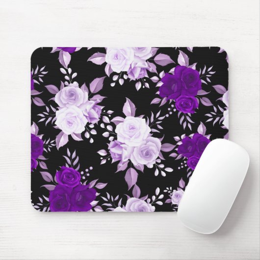 Elegant Violet Flowers Seamless Floral Pattern Muismat (Met muis)